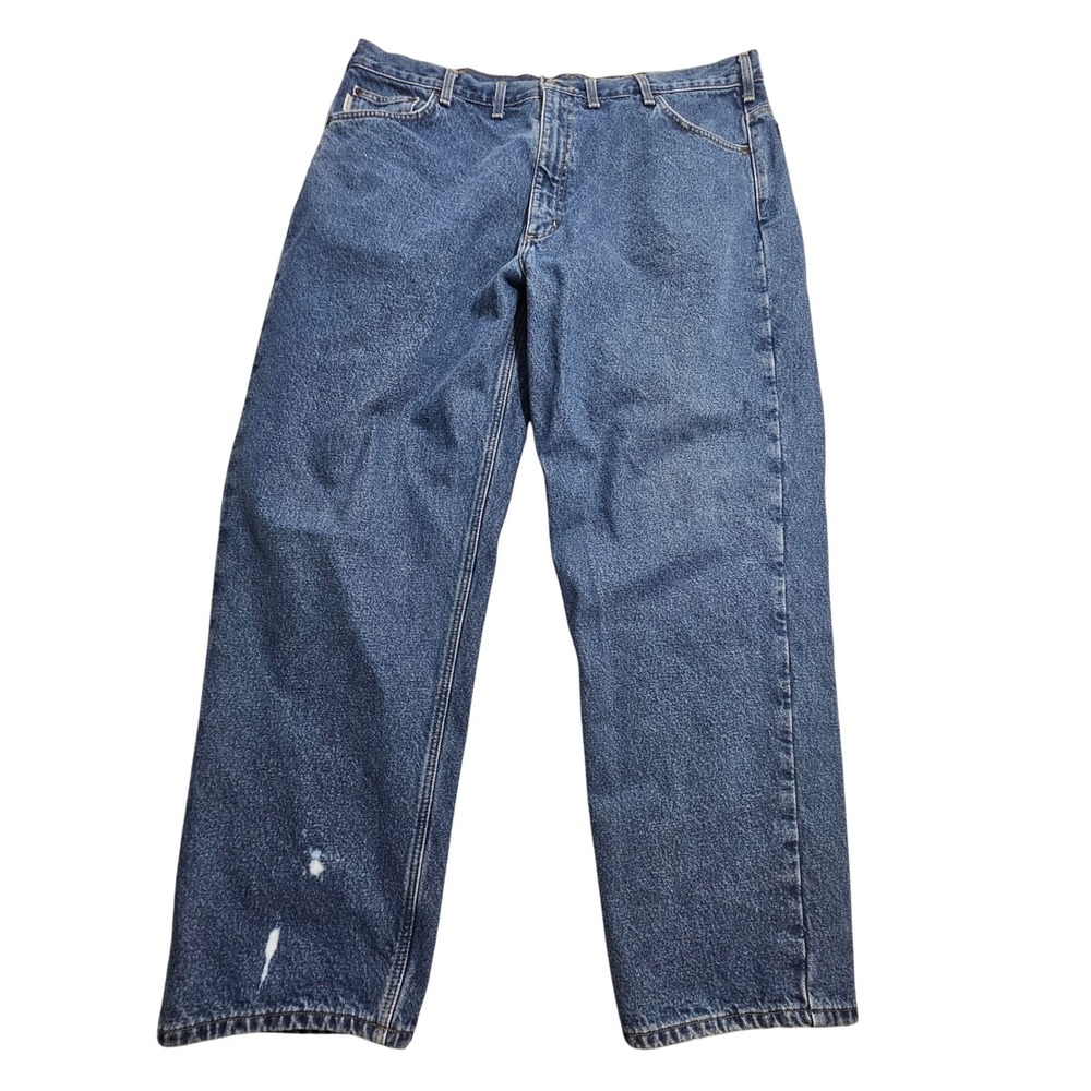 Carhartt B172 DST Mens Relaxed Fit Flannel Lined Jeans Blue Denim 44x32